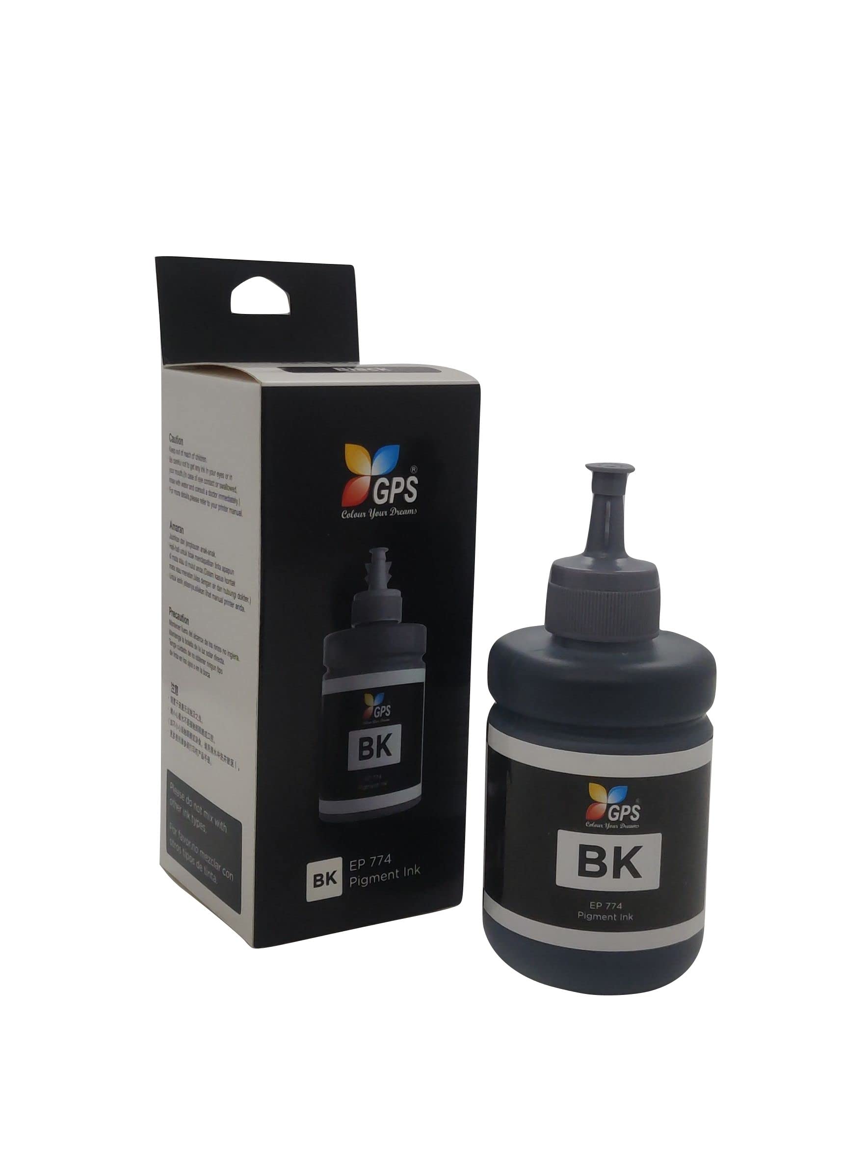 GPS Colour Your Dreams 774/7741 / T7741 Pigment Black Ink Refill Bottle Compatible for M100 / M105 / M200 / M205 / L605 / L655 / L1455 Printer (1pcs - 140ML) (B09N3GT2JX) Amazon Price History, Amazon Price Tracker