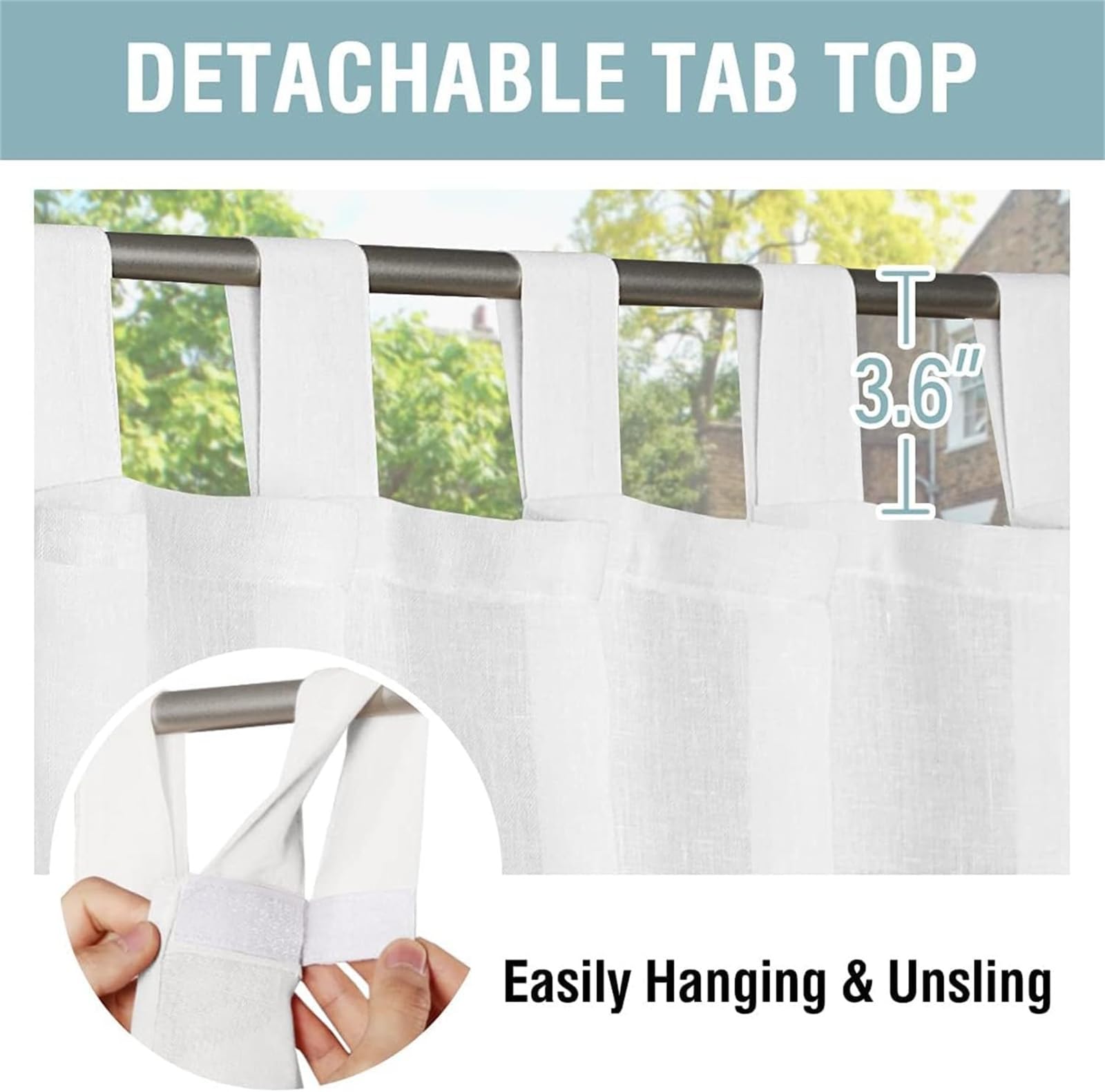 Tende da Sole per Esterno Tende da Esterno Impermeabile Tende per Gazebo Esterno Tende Bianche da Esterno con Passanti Tende Balcone Semitrasparenti 2 Pezzi (2 Pezzi-132x243cm,Bianco)