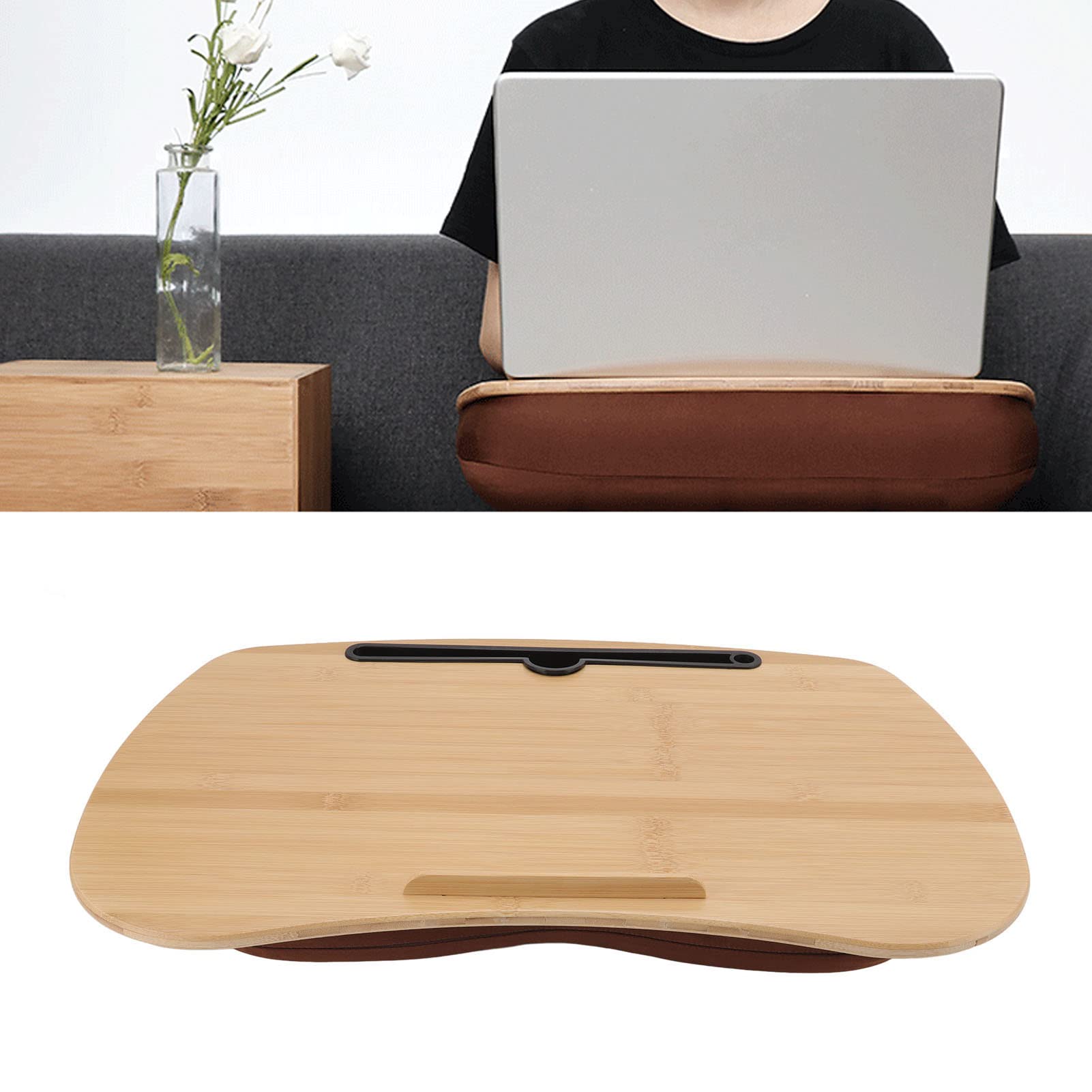 Bureau pour Ordinateur Portable de 7,6 Cm avec Support d'oreiller Ergonomique, Plateau pour Ordinateur Portable pour Le Travail, Les Voyages et Bureau d'écriture Léger avec Coussin