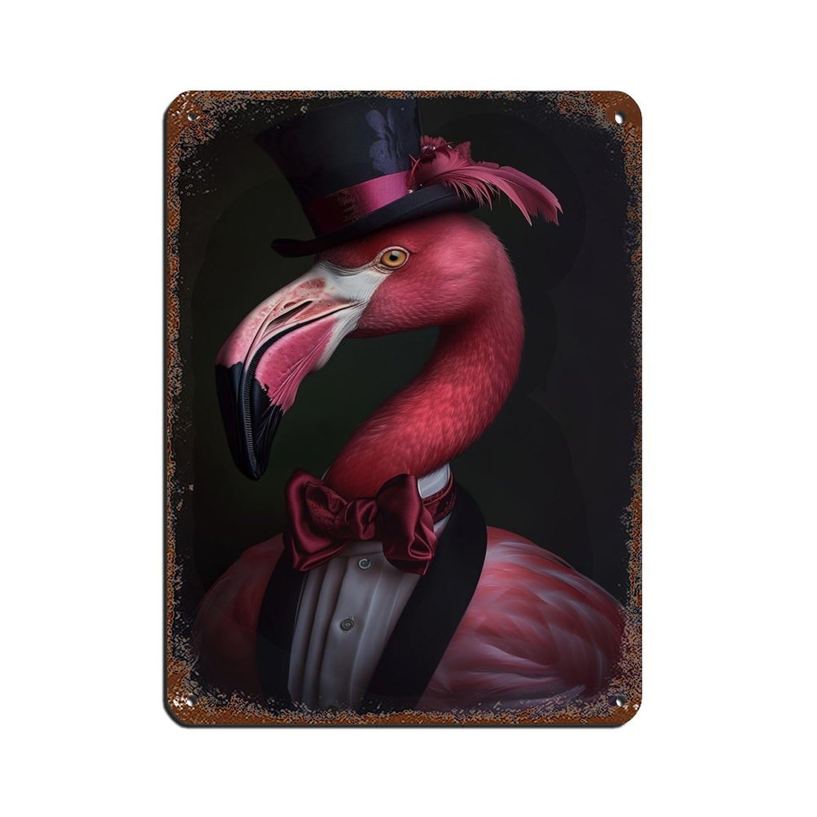 Vintage Flamingo Gentleman Painting Poster Retro Poster Metal Tin Sign Chic Art Retro Iron Painting Bar People Cave Cafe Family Garage Poster Wall Decoration 12x16inch(30x40cm)