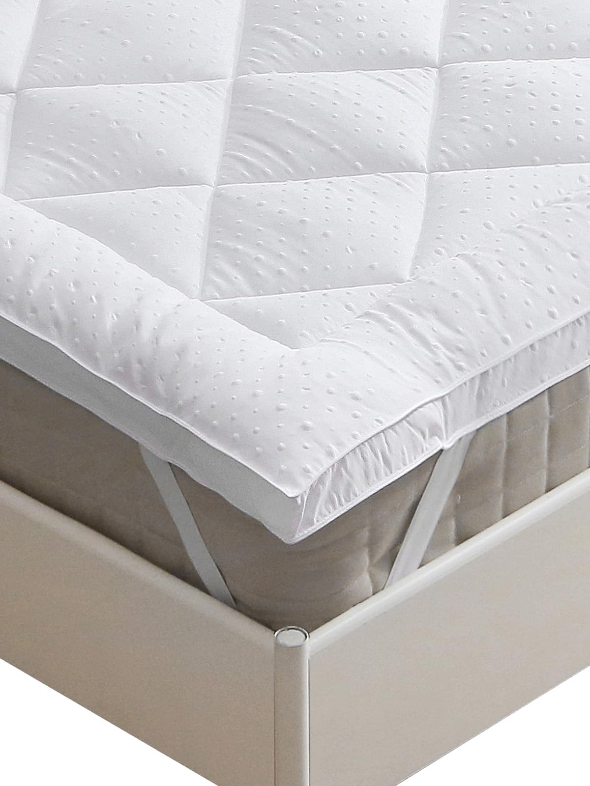 Surmatelas 100x200 cm Microfibre, Dessus de Matelas Moelleux Matelassé Respirant Lavable avec Sangles Elastisques, sur Matelas 1 Personnes 100x200 et canapé canapé-lit, Blanc