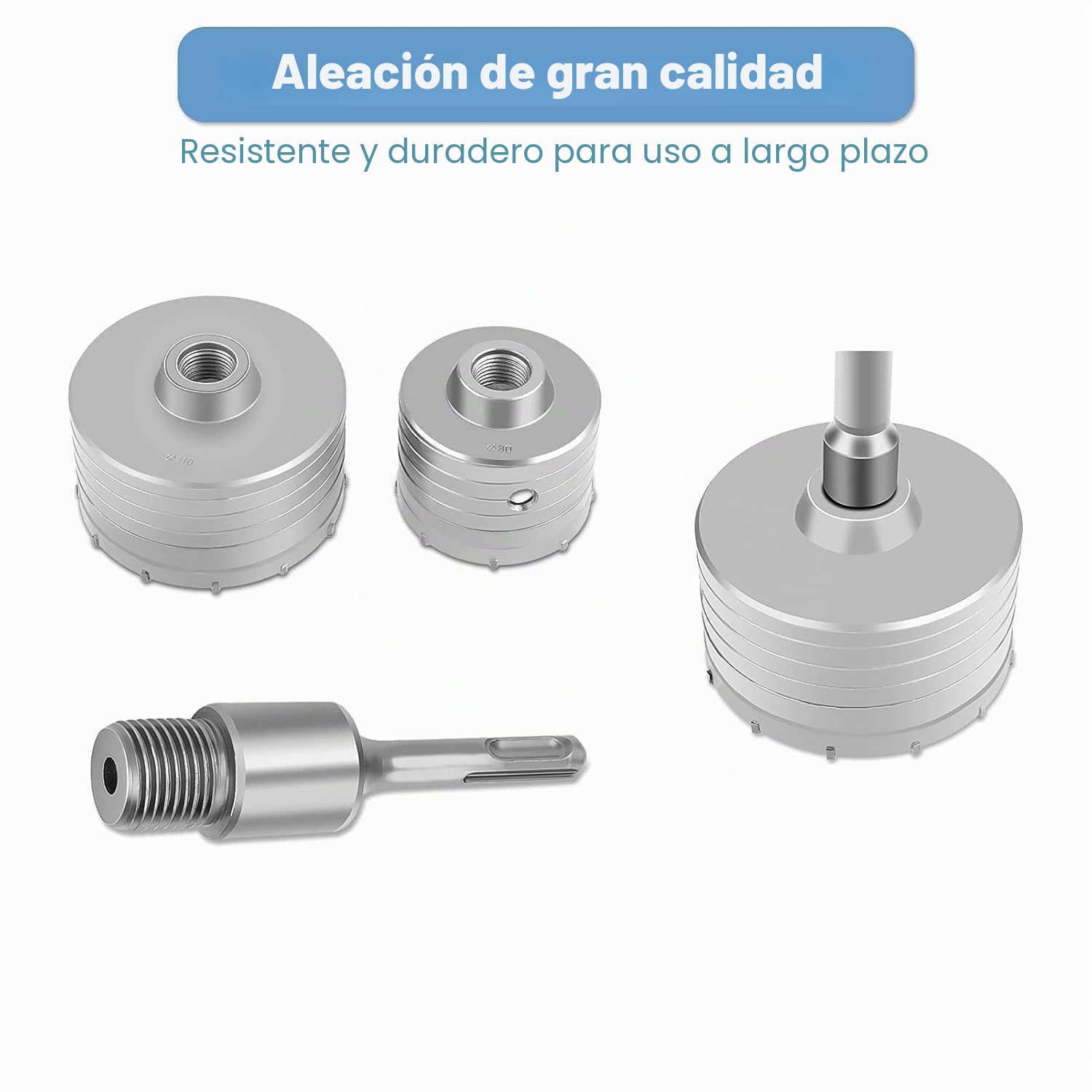 10Pcs TCT Juego de Sierra de Agujero de Hormigón, SDS Plus Extensión de Mango de Tungsteno de Mampostería Cortadores de Agujero de Pared para Taladrar Ladrillo Hormigón Cemento Piedra