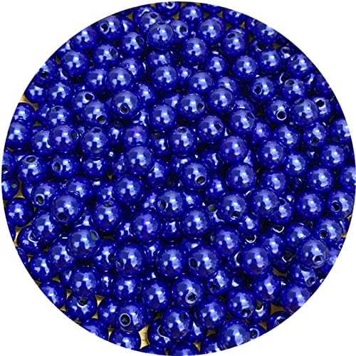 Pearl Beads,300 Pcs Craft Beads Loose Pearls 8mm Round Spacer Beads for Earring Bracelet Necklace Key Chains Jewelry DIY Craft Making,Decoration and Vase Filler (8mm, Royal Blue)