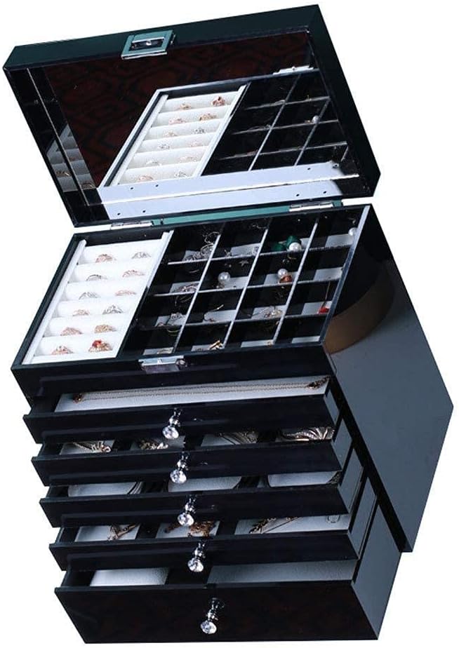 Gift for Women Jewelry Boxes Jewellery Boxes Acrylic Large Capacity Jewellery Chest with Crystal Handle Jewellery Organiser for Rings Earrings Necklaces New Year Presents