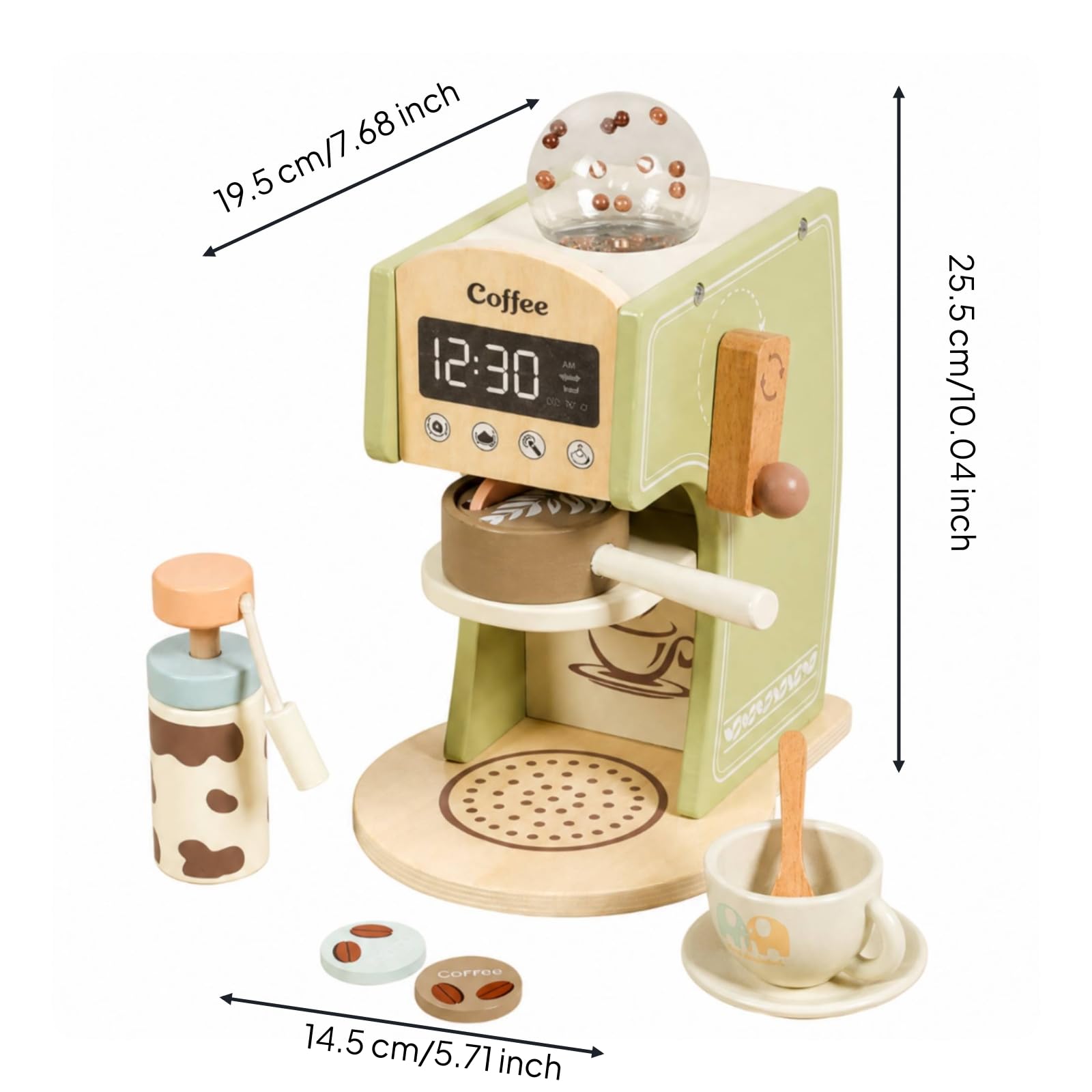 kowaku Macchinetta del caffè in Legno con Accessori Durevole Macchina del caffè Giocattolo Educativo Set da Caffettiere Giocattolo per Bambini