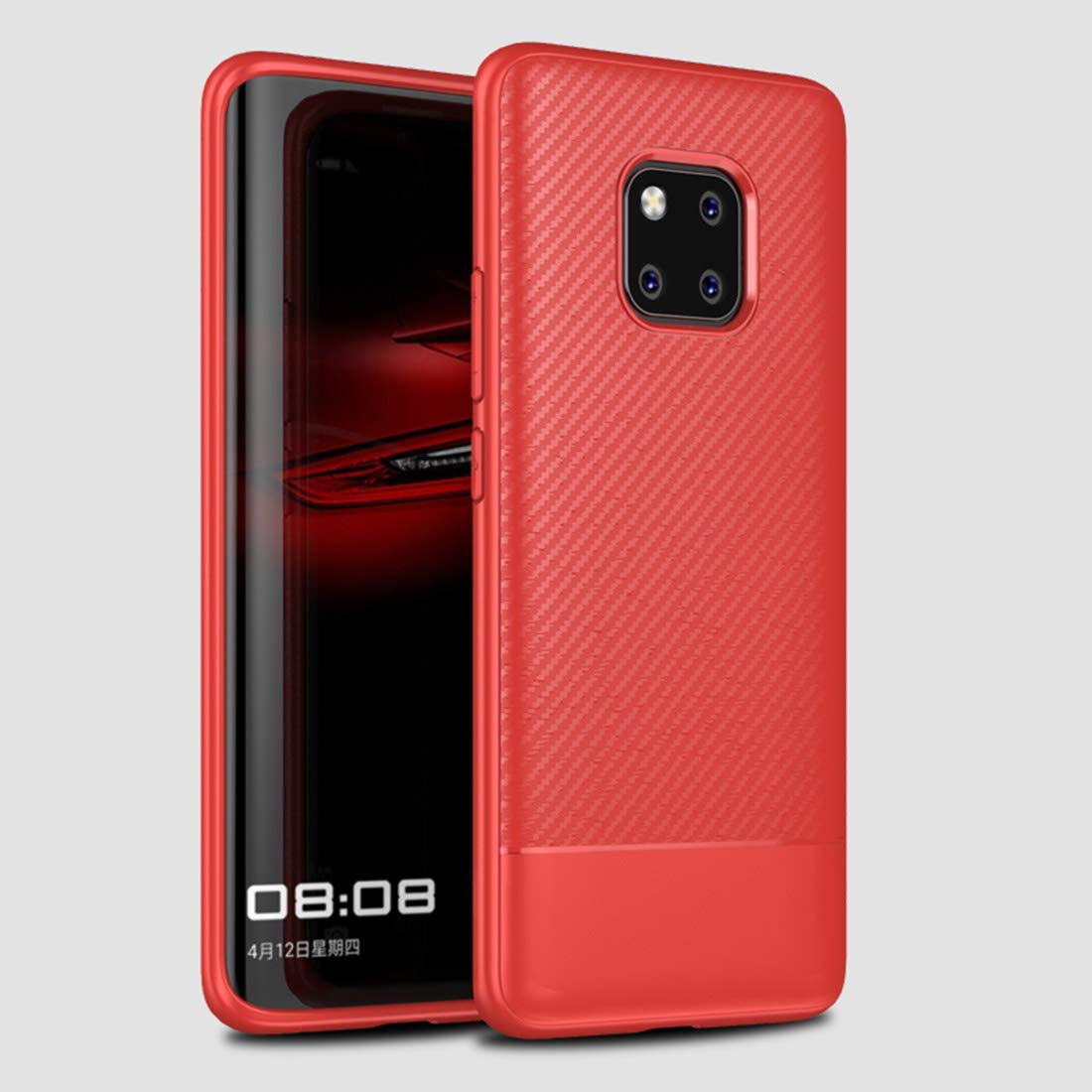 Lewei Carbon Fiber Texture TPU Case For Huawei Mate20 Pro New (Black) Yyq (Color : Red)