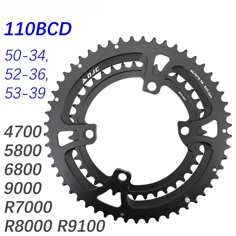 Platos para Bicicletas Plato de Bicicleta Carretera 110bcd 4 Pernos Ovalado Redondo 2X Plato Doble 52t 36t Unisex