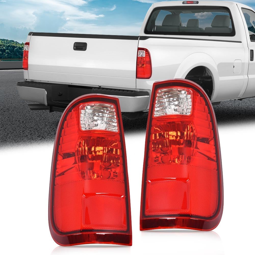 G-PLUS Rear Tail Light w/o Bulbs Compatible with Ford F250 F350 F450 F550 Super Duty 2008-2016 Tail Lamp Red Lens Left Driver & Right Passenger Luces Traseras Faros TraserosAssembly