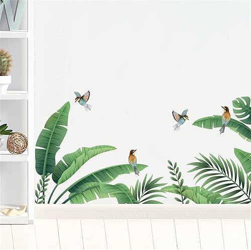 Miniatura 3 de Calcomanías de pared de hojas tropicales verdes hojas de palmera para despegar y pegar calcomanías de pared para decoración de pared decoración del