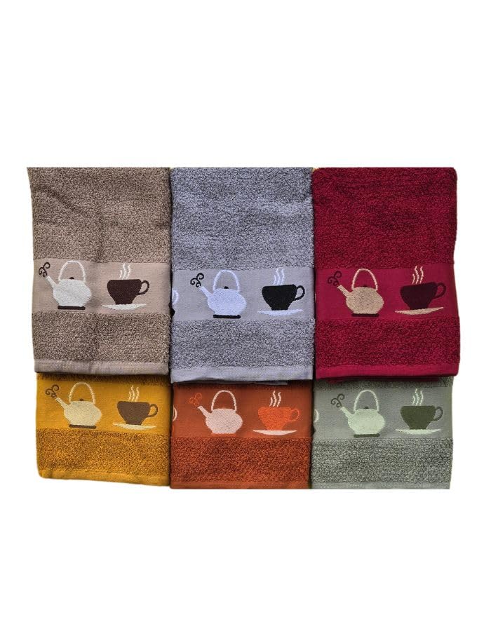 Paños de cocina de algodón de rizo portugués de calidad superior Teapot lote 50x50cm de 6 piezas