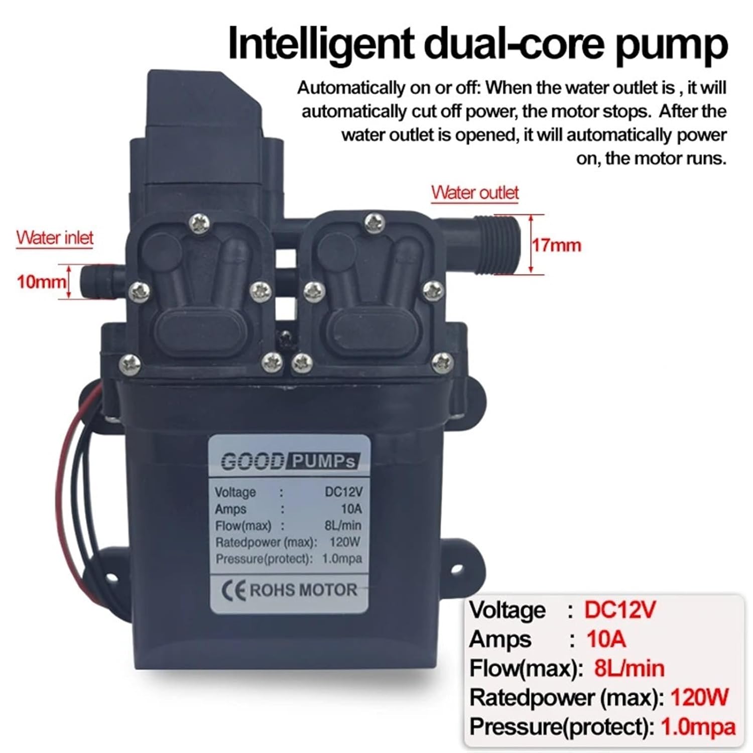 Electric Sprayer Pump 12v Self-Priming High Pressure Car Wash Diaphragm Pump Booster Pump Small Drone Sprayer Accessories