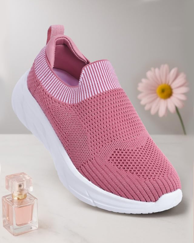 Image of Impakto Slip‑On Women's Lightweight Walking & Running Shoes | Casual Footwear for Gym & Training | Soft & Comfortable (Peach)