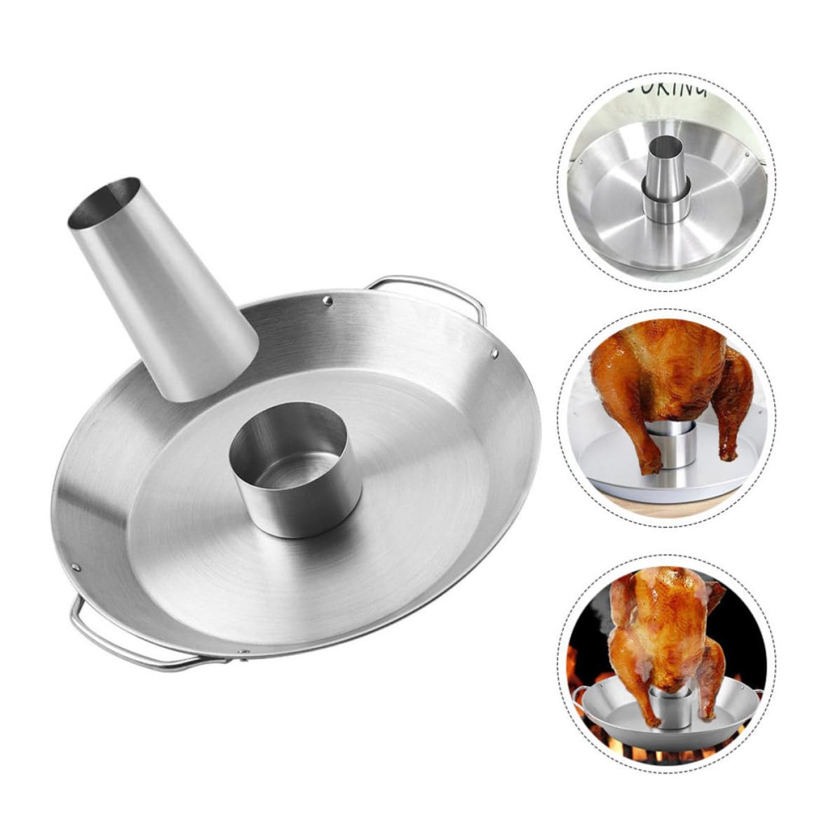 ABOOFAN Soporte Diseño de Asa de Pollo para Acero Inoxidable Parrilla Multiusos Asar para Barbacoa y Horno, Adecuado para Costillar