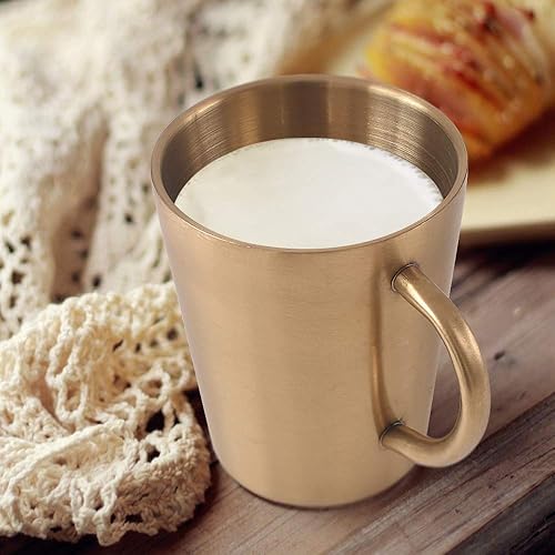 Miniatura 2 de Newk Vasos de acero inoxidable con asas, taza de metal de 10 onzas, tazas de doble pared para barbacoa, hogar, oficina, fiesta, tirano dorado