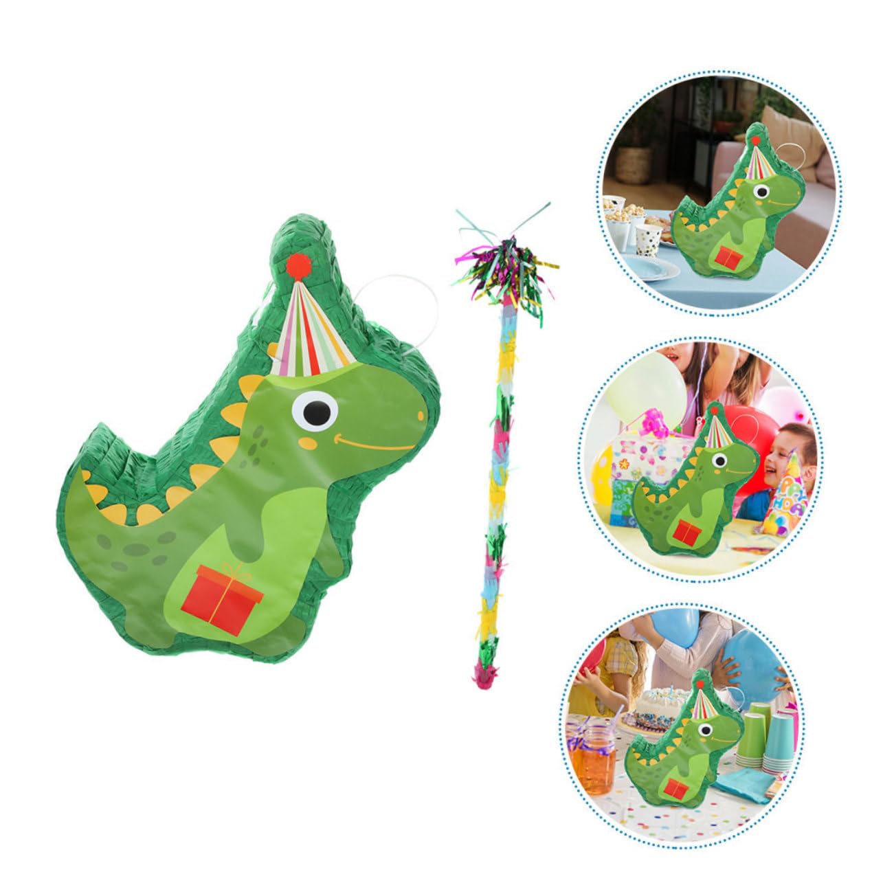 Abaodam Pinata Dinosauro in Carta per Festa di Compleanno, Set Bastone e Maschera, Decorazione Unica e Divertente per Carnevale e Fiesta