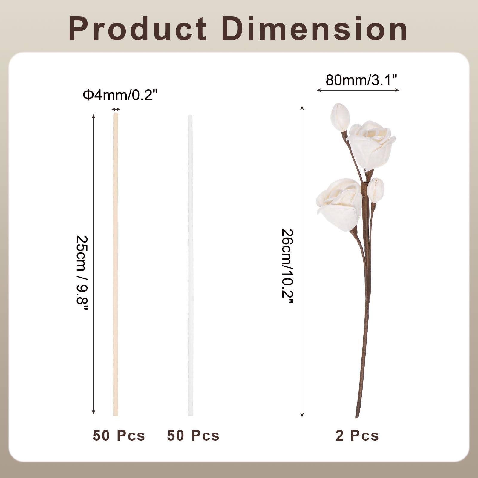 uxcell 102Pcs Reed Diffuser Sticks Set, Fiber Fragrance Flower Reed Diffuser Replacement Refill Sticks Flower Decor with Plastic Bottle for Home, Hotel, Office (White Wood)