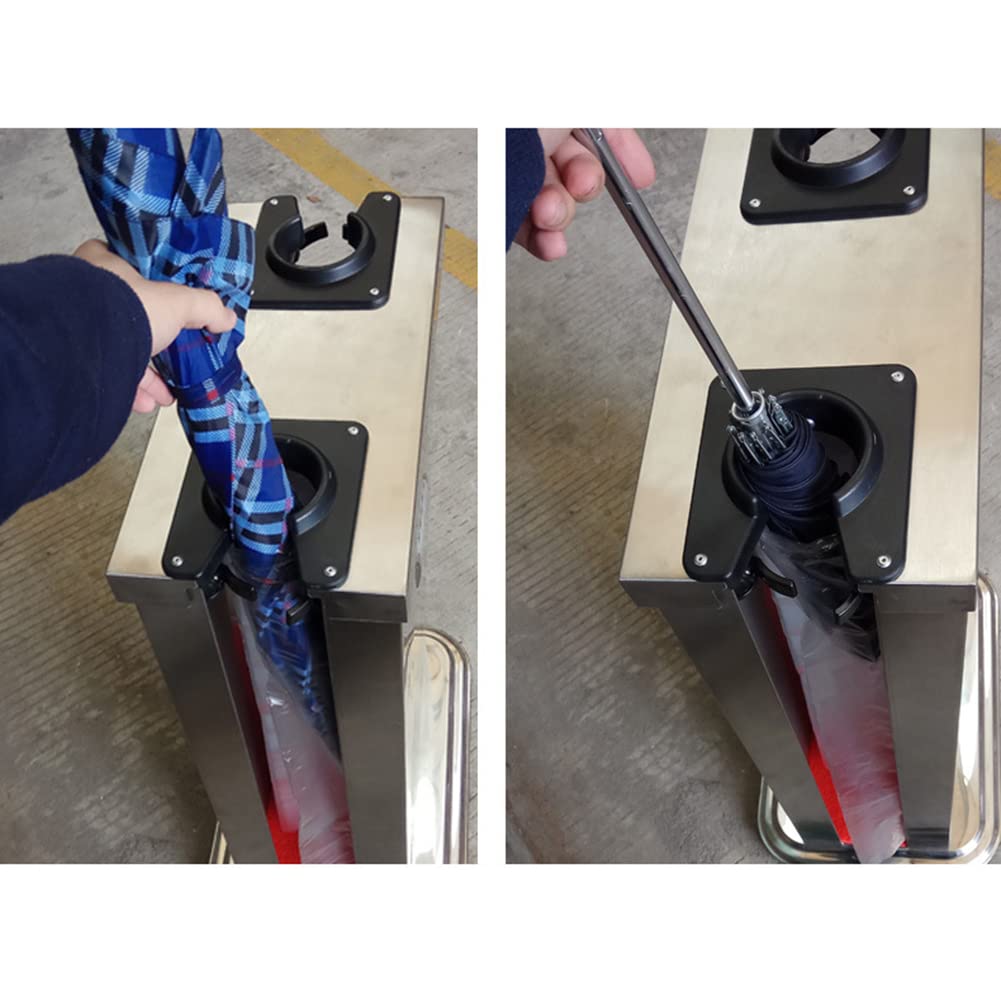 Envoltura automática de bolsas para paraguas húmedo, máquina de embalaje comercial de doble soporte de acero inoxidable.