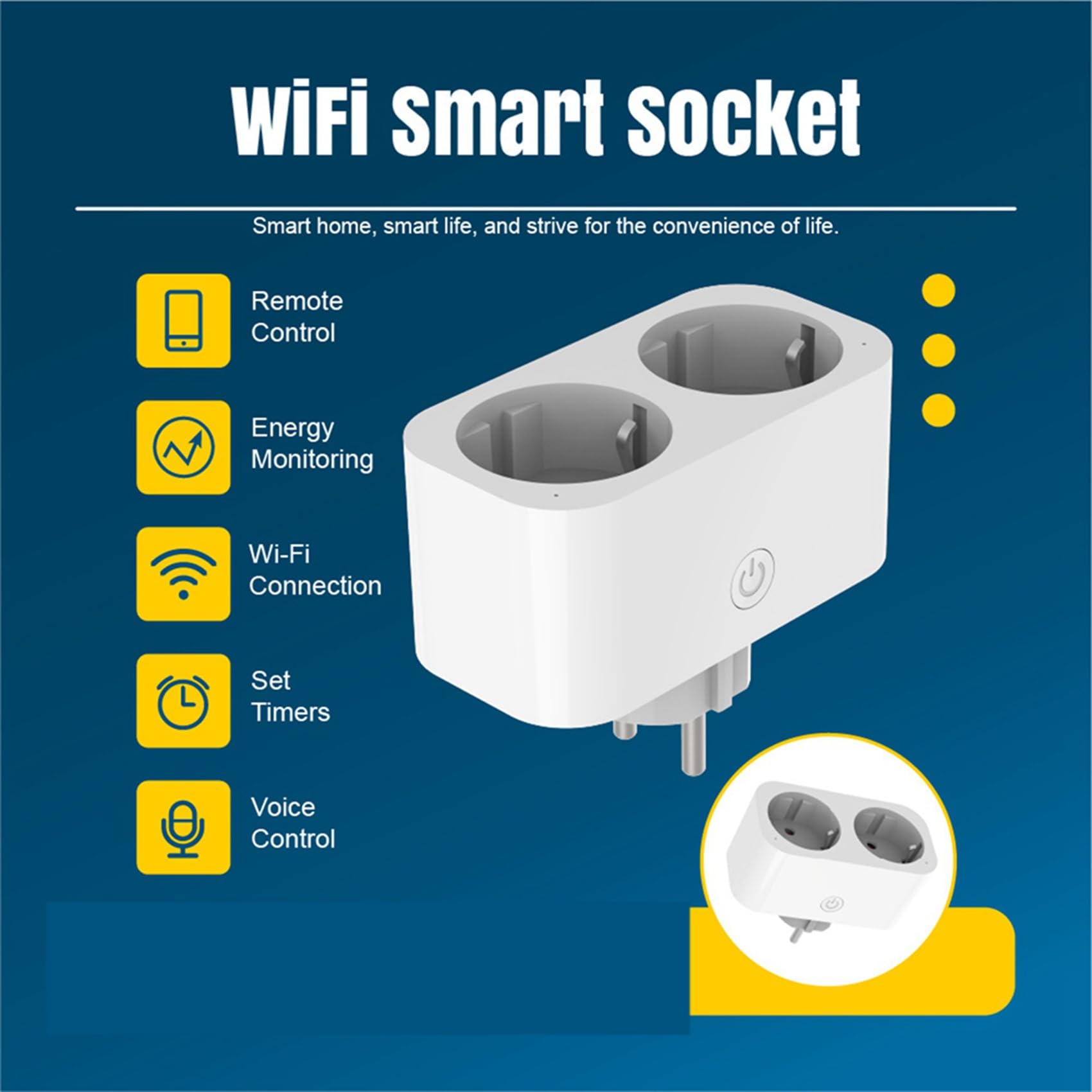 3X TUYA Wifi Dual Plug 16A 2 In 1 Presa Interruttore Home Temporizzazione APP Controllo Vocale CLY809 Spina UE