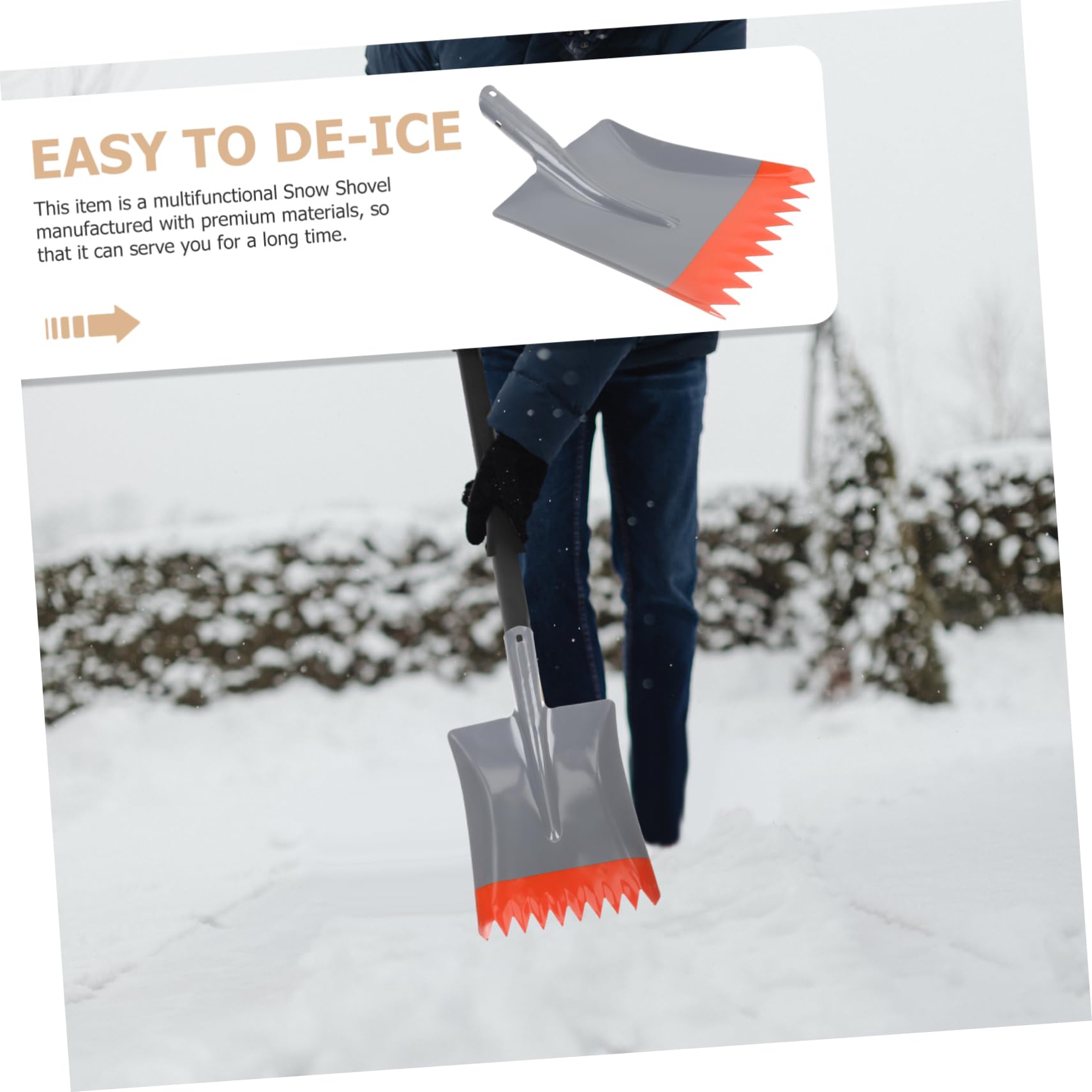 HEMOTON Pelle à Neige Professionnelle Acier Manganèse Outil de Dégivrage Extérieur Pelle à Glace Robuste pour Déneigement et Nettoyage de Voiture Design Ergonomique et Surface Lisse
