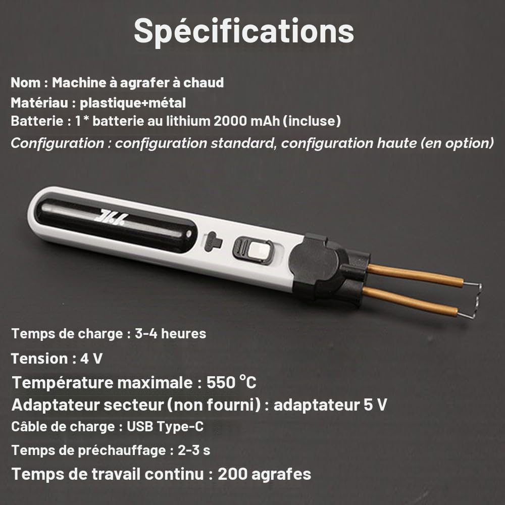 Machine à souder les plastiques portative, Kit de réparation de fissures de panneaux, découpe thermique, agrafeuse à chaud, ensemble d'outils de réparation de trous en plastique avec lumière LED