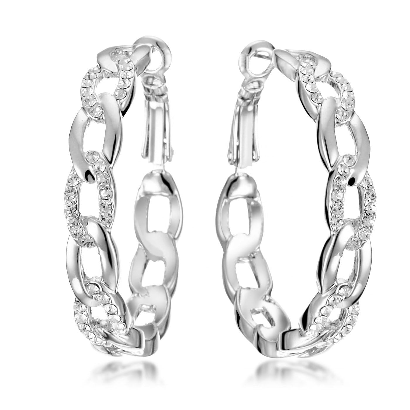 Gemini Orecchini A Cerchio Donna – Placcato Platino – Argento Sterling 18 Carati – Cod. 00039WG