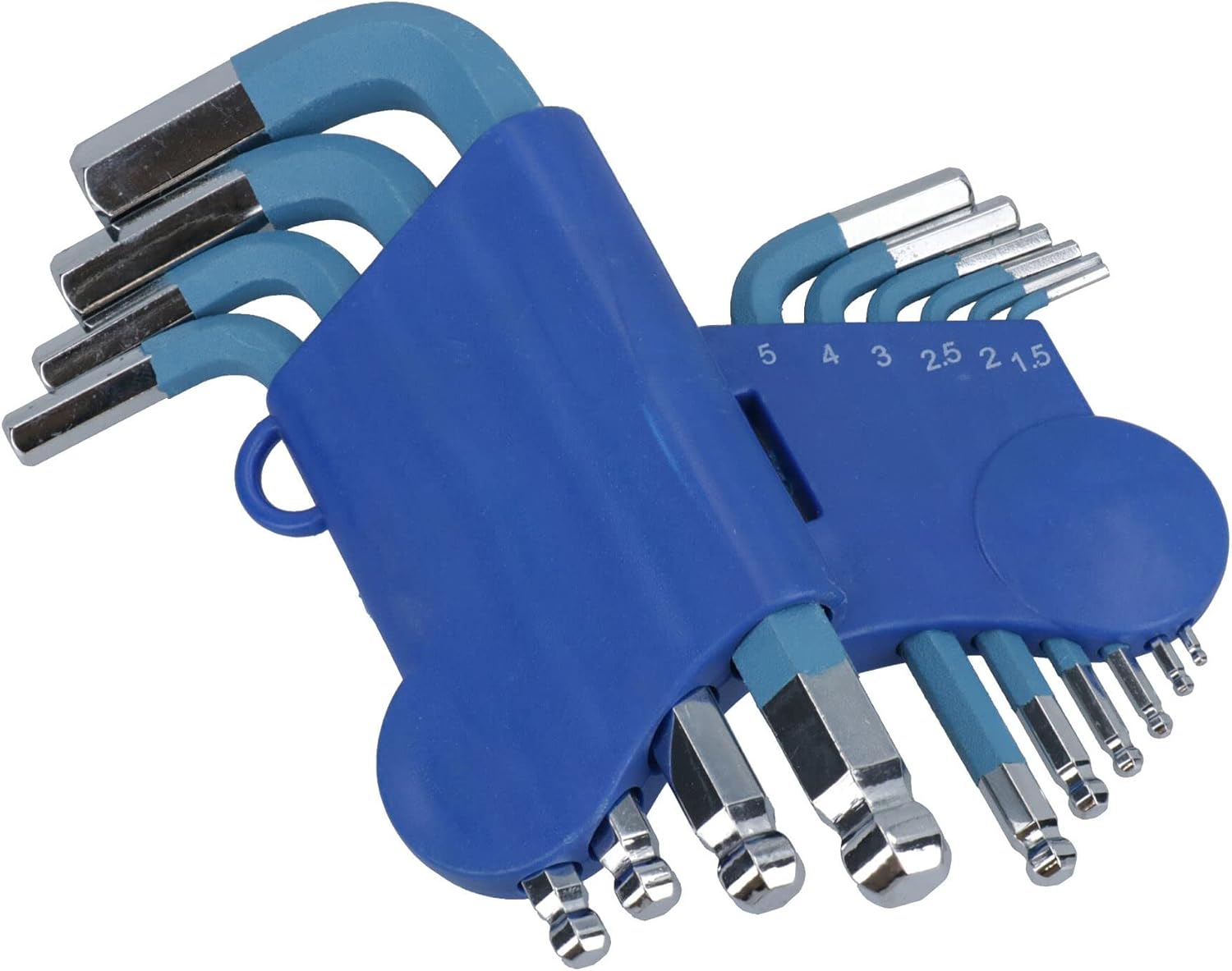 10pc Short Coloured Allen Hex Ball Ended Keys Set With Holder 1.5mm – 10mm