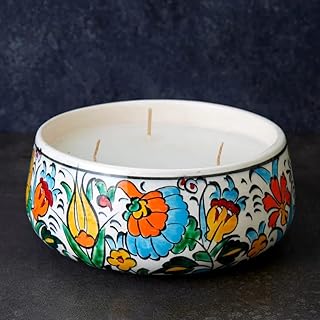 Large Floral Ceramic Bowl Candle