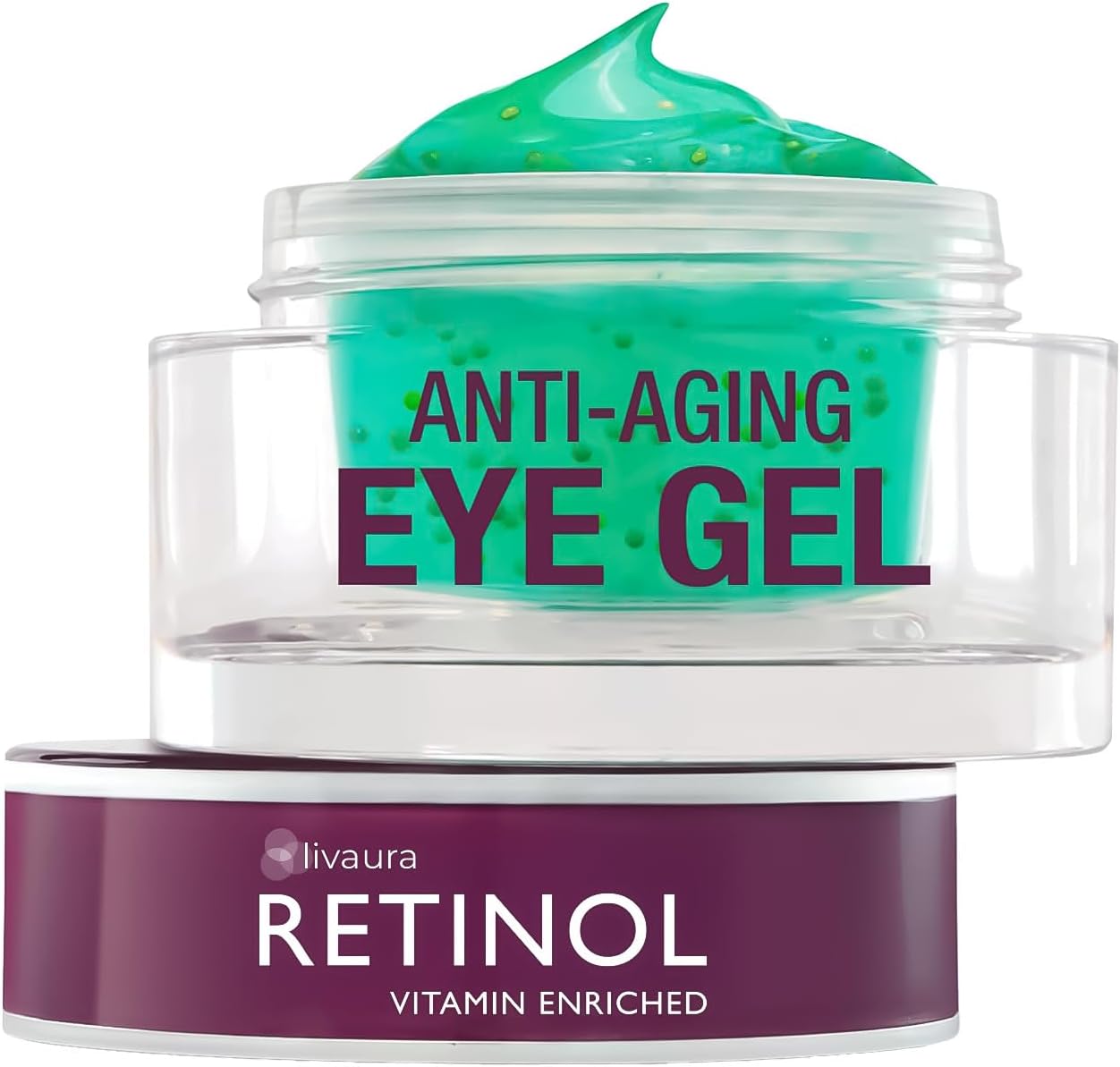 LIVAURA Retinol Vitamin A Eye Gel – Anti-Wrinkle Treatment Minimizes Signs of Aging, Dark Circles Around Eyes – Extra Boost of Retinol From Micro-Beads Restores Tone & Elasticity to Eye Area