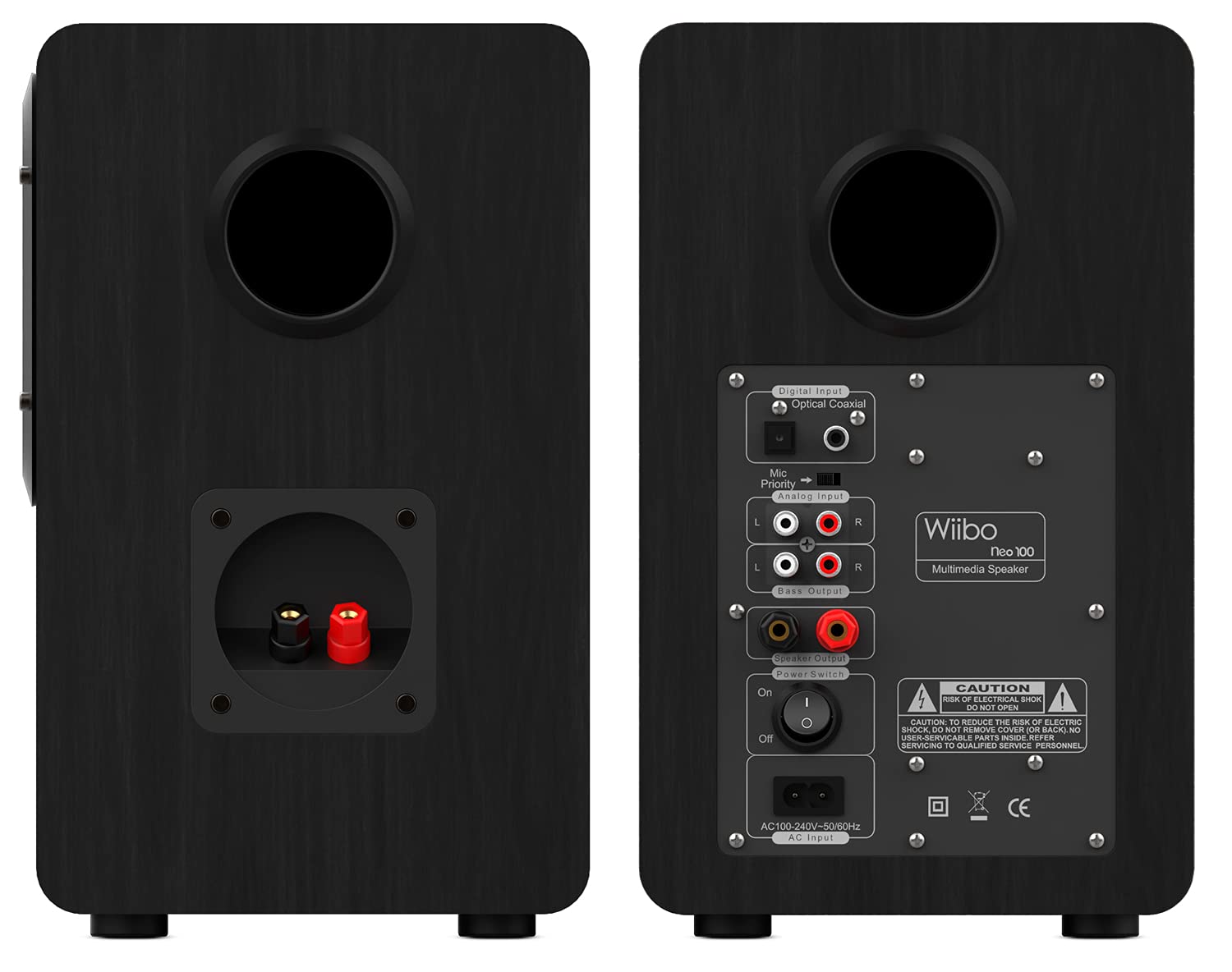 Wiibo Neo 100 V2 Black Altavoces Vintage Estanteria Bluetooth HiFi Activos 100w Pareja