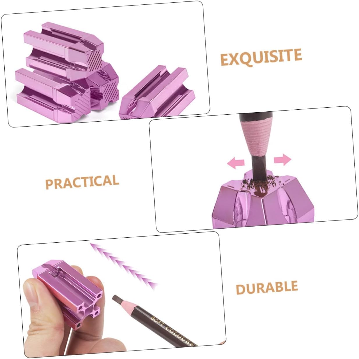 2Pcs Women Makeup Pencil Sharpener Eyebrow Eyeliner Lip Pencil Sharpener Compact Travel-Friendly Cosmetic Tool