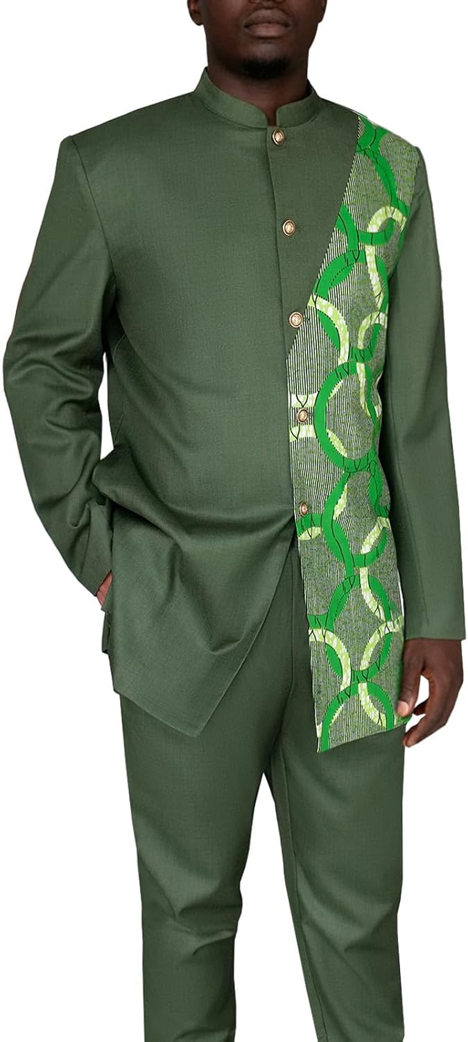 African Couple Outfits Matching Sets Ankara Women Wrap Dress Kente Clothes or Dashiki Men Suit - Image 3