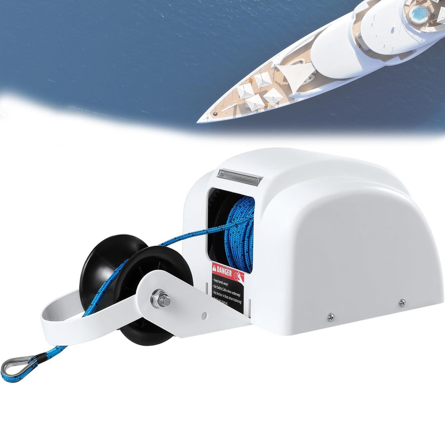 Wench per ancora per barche da 12 V, verricello per ancora elettrico, kit verricello per ancora per barche in acqua salata, con telecomando wireless e corda per ancora pre-avvolta da 100 piedi
