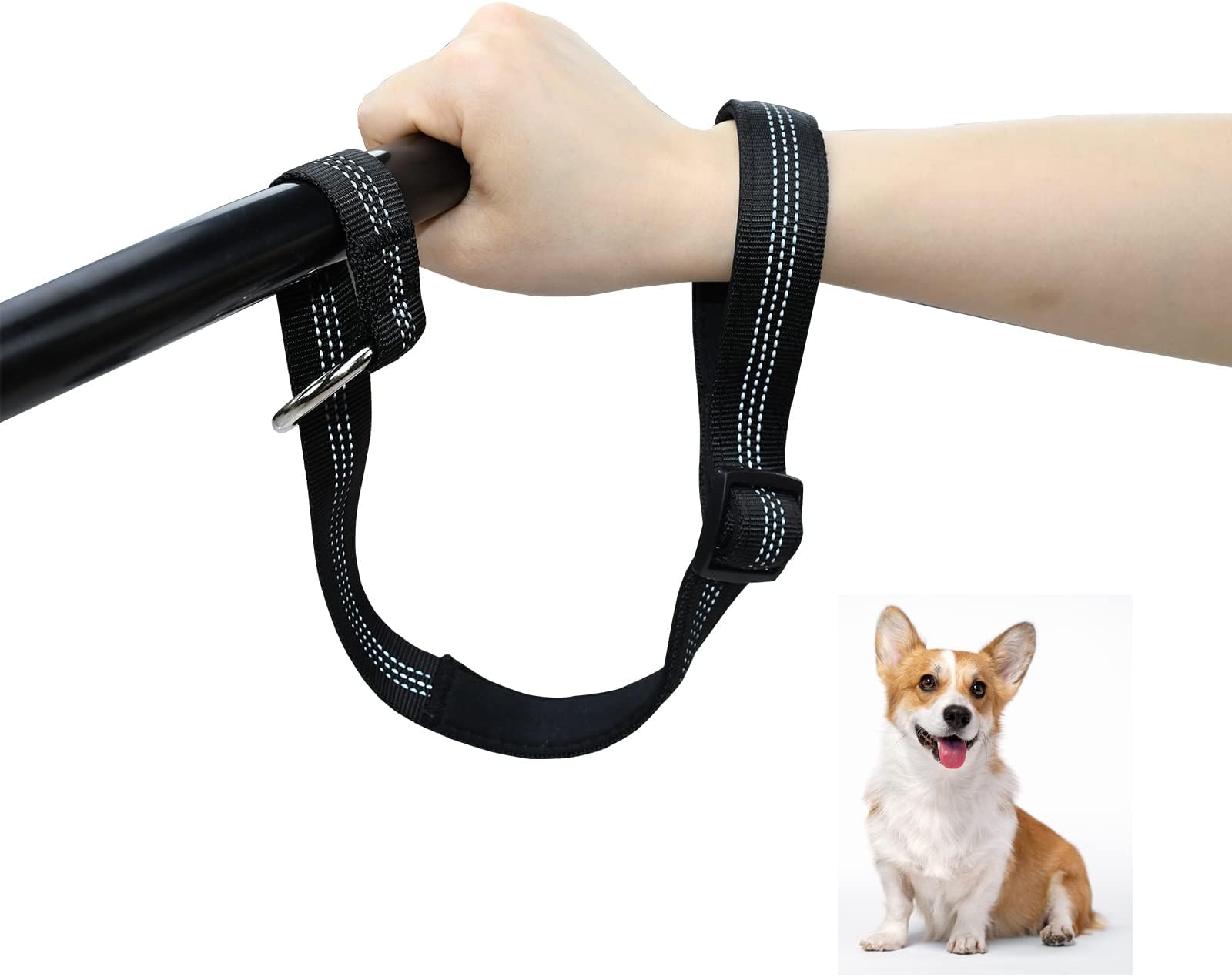 Training Leads for Dogs, Safety Strap Adjustable Pet Short Dog Leash with Soft Padded, Handle Anti Dislodging Baby Stroller Wrist Strap, Reflective Dog Lead for Daily Walking & Training