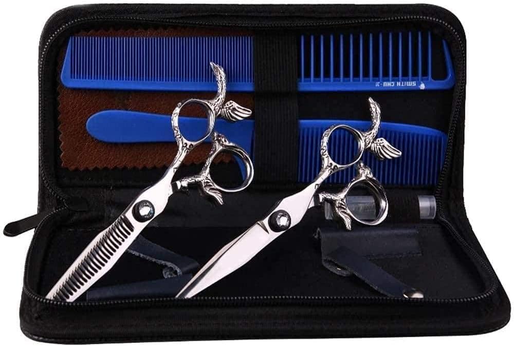 Barber scissors Angel Handle Hairdressing Scissors Flat + Tooth Set Professional 440C Hairdresser 6 Inch