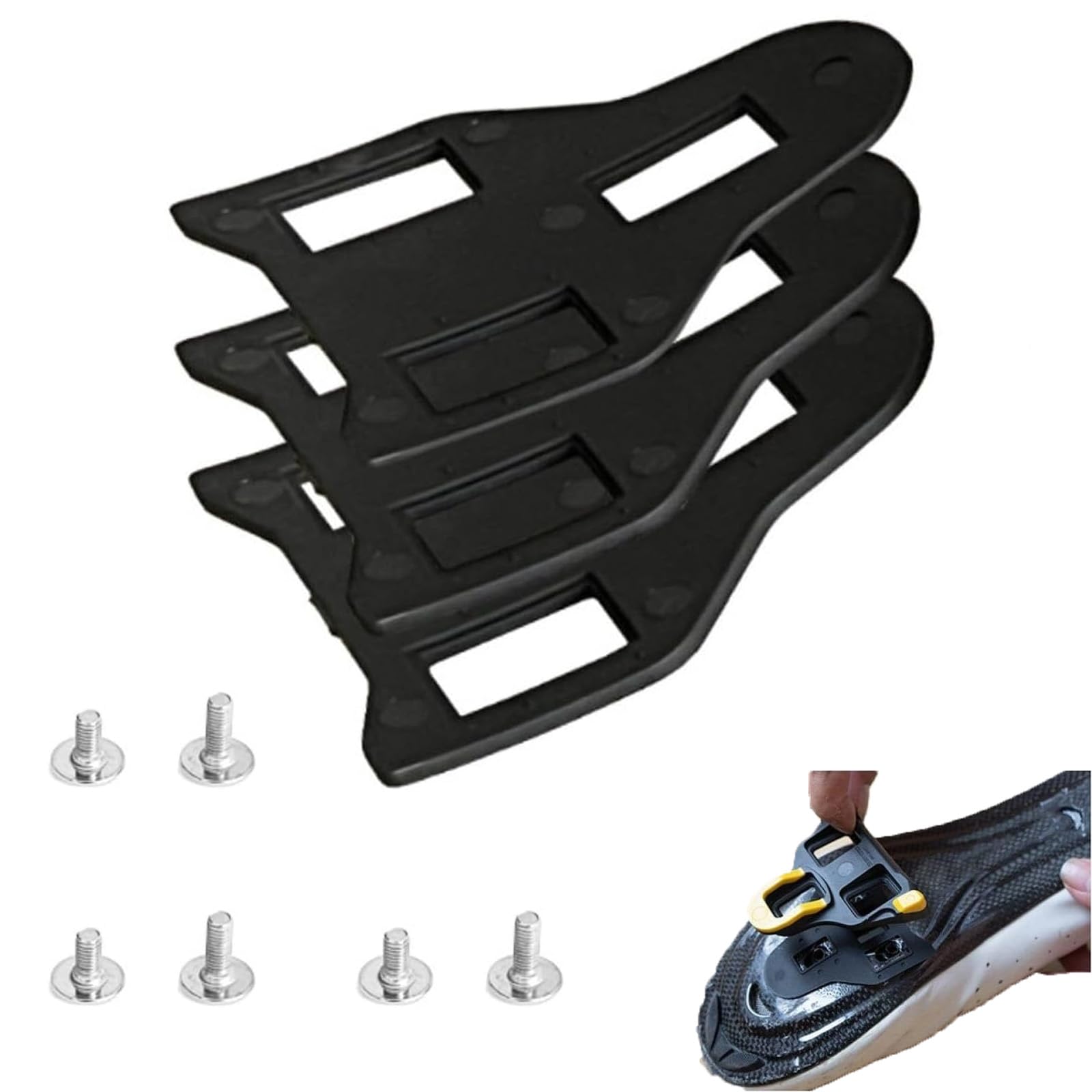 NIYATA Bike Cleat Spacer Set Compatible with Shimano SPD-SL and LOOK KEO Cleats Includes 1mm and 2mm Plastic Spacers Ideal for Road Cycling Shoe Adjustment