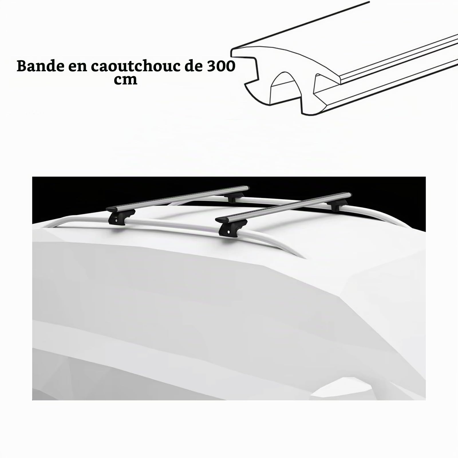 Bandes en caoutchouc pour barre de toit de voiture, 300 cm T//h -ule 52102 Bande de caoutchouc de rechange pour barre d'aile pour éviter la poussière et réduire la résistance au vent