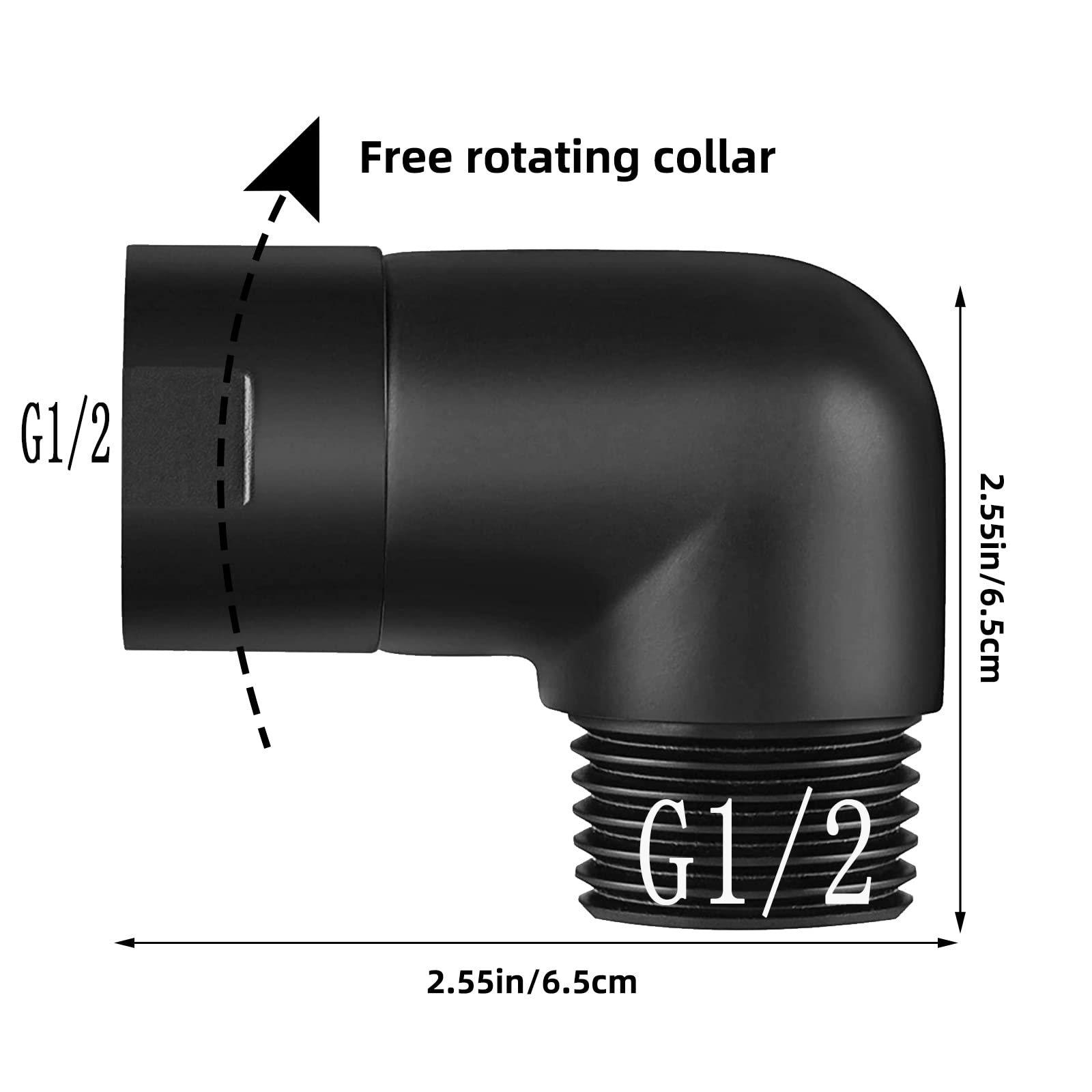 Duschkopf Winkeladapter 90/135 Grad - Kupfer Duschschlauch Adapter Silber