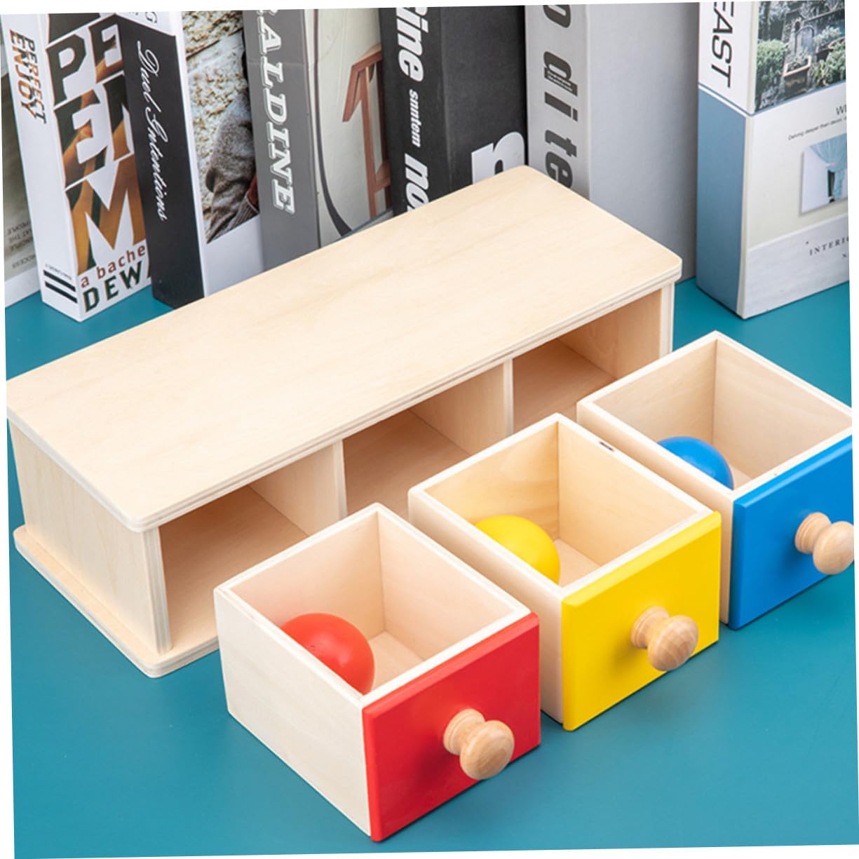 Giocattolo Didattico Cassetto a Sfere Rotonde a 3 Cassetti 1 Pezzo | Aiuto Didattico Precoce, 0-3 Anni, Educazione Genitore-Figlio, Giocattolo Educativo per L’Apprendimento Iniziale