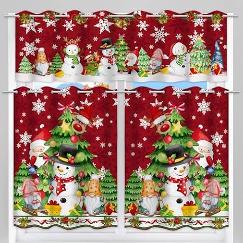 Christmas Tree Kitchen Curtains Set of 3 Cover