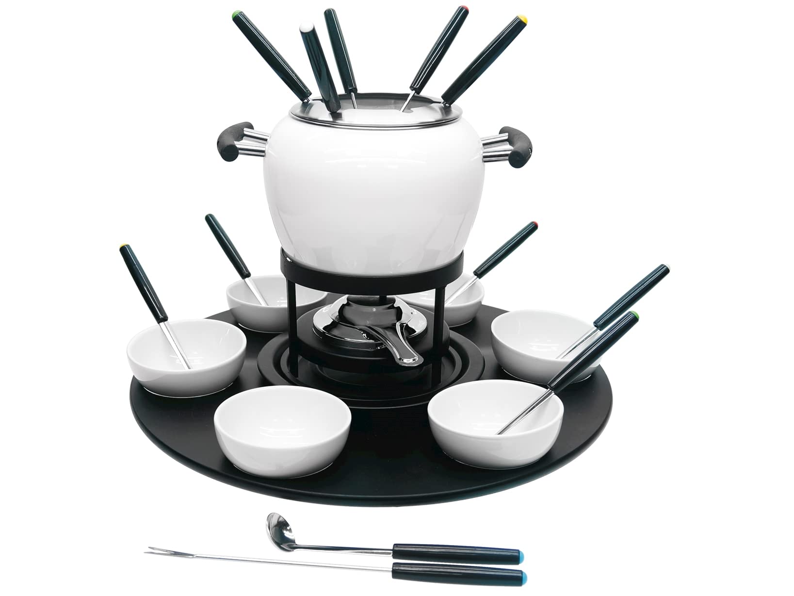 H&H Servizio Fonduta da 23 Pezzi, Acciaio Inossidabile, Bianco