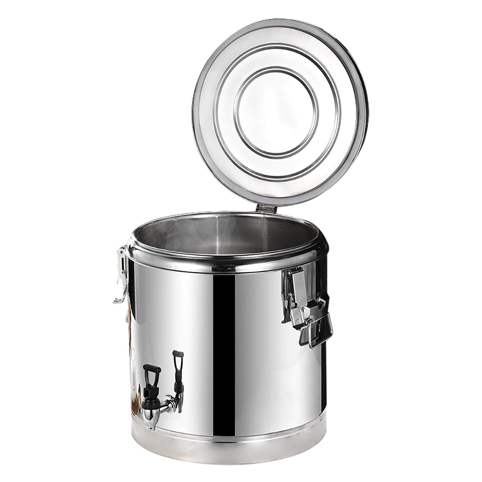 40L Edelstahl Thermobehälter, 35CM Große Öffnung 1.85CM Dicke Dämmschicht 200 °C Maximale Temperaturbeständigkeit mit Ablasshahn Deckel Gummiring für Kaffee Tee Oder Glühwein Hält Speisen Heiß Kalt