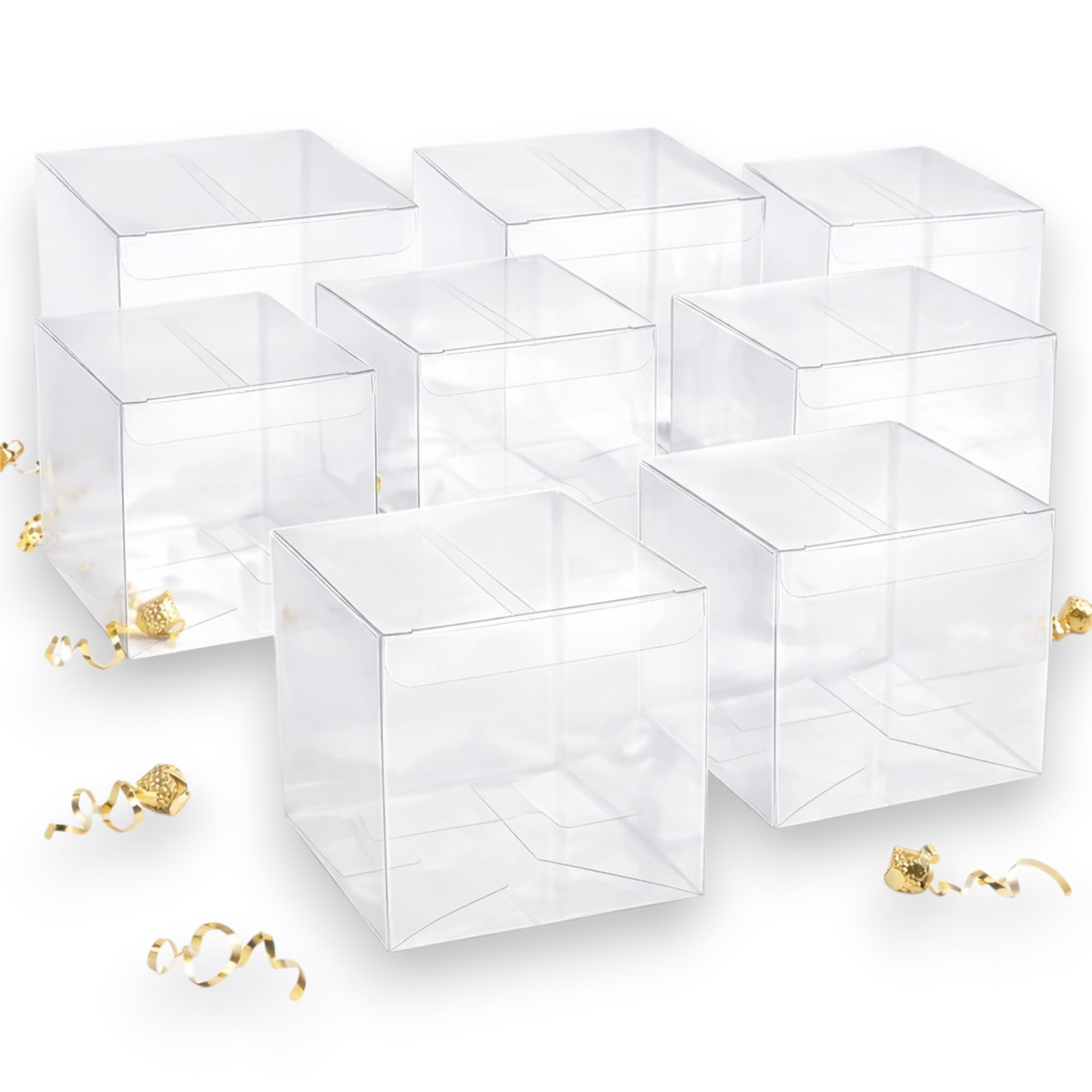 25 Scatoline quadrate cubo in PVC Trasparente 8x8x6 c portaconfetti