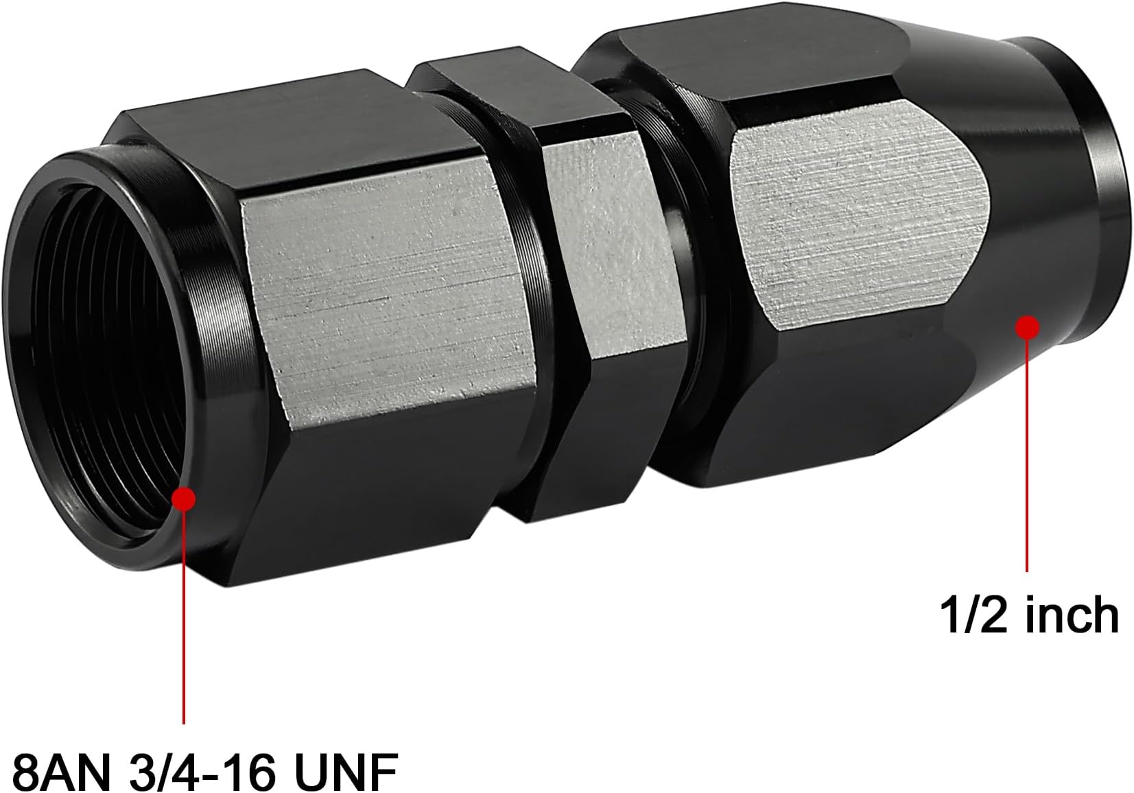 EVIL ENERGY 8AN Female Flare to 1/2" Compression Hardline Fitting Aluminum Black 2PCS