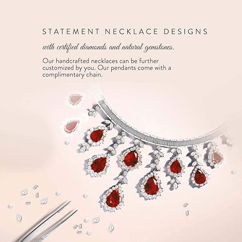 Miniatura 6 de Diamondere Collar pequeño de corazón con piedras preciosas naturales y certificadas y de diamantes en oro macizo de 14 quilates, colgante de 1.68