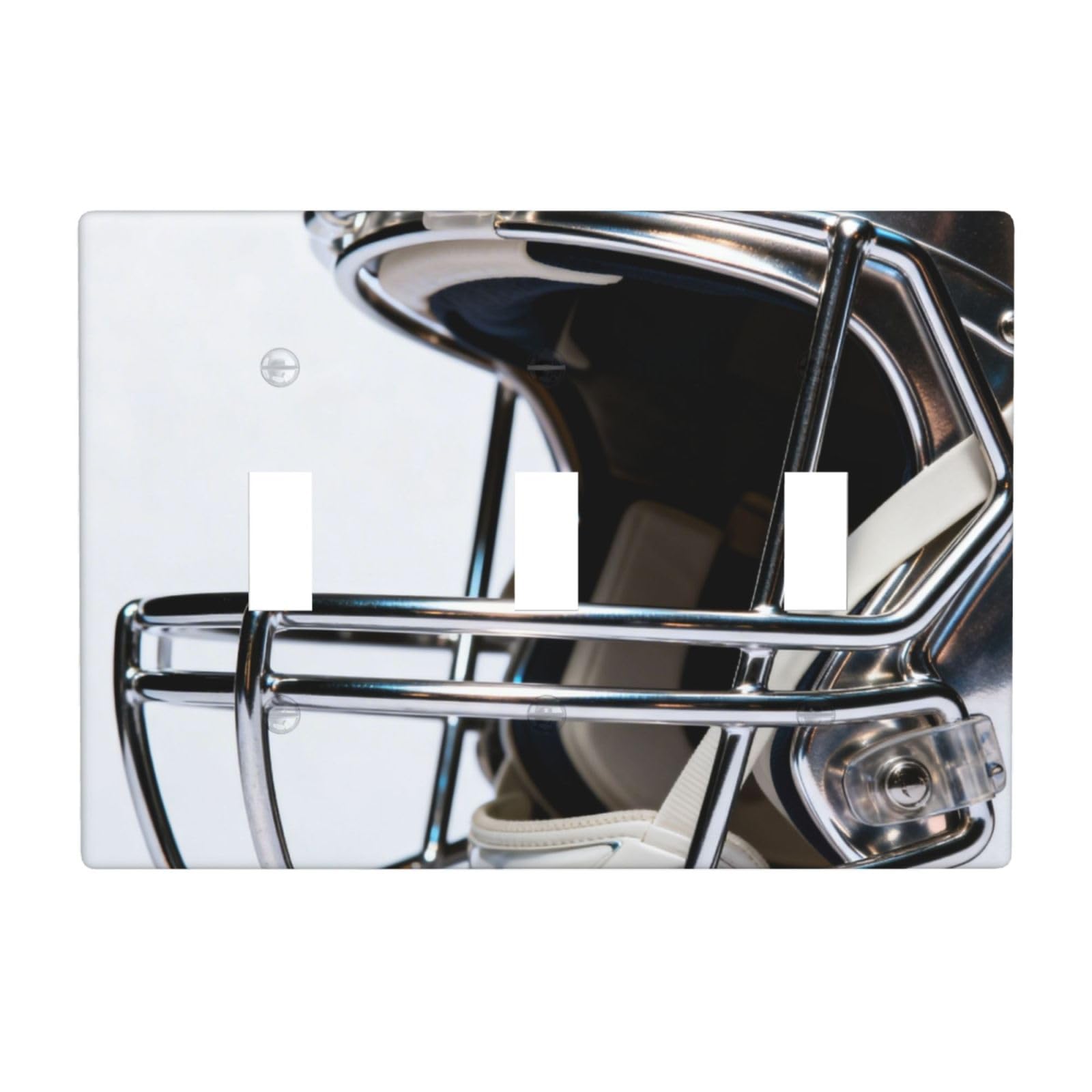 Football Helmet Side 3 Gang Switch Plate Cover-Unbreakable Polycarbonate Wall Plate, Heat Resistant Toggle Switch Decor for Home