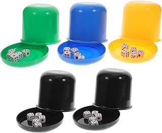 ibasenice Conjunto De Jogos De Dados Com 5 Peças Dados De Ponto De Plástico Copos De Dados De Plástico Conjunto De Jogo Conjuntos De Pôquer D6 Base De Dados Agitador Role Os Dados