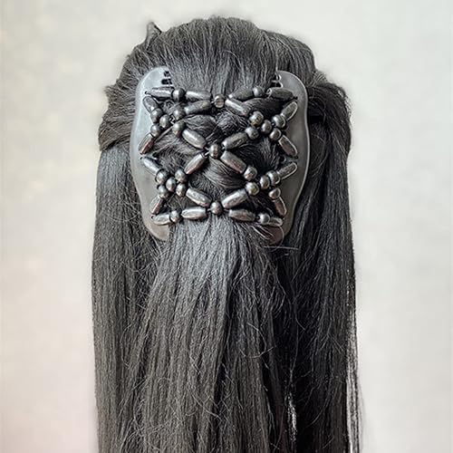Miniatura 4 de Peines laterales mágicos para el cabello para mujer, con cuentas de madera, elásticos, doble cabello, clips para hacer moños, accesorios para el