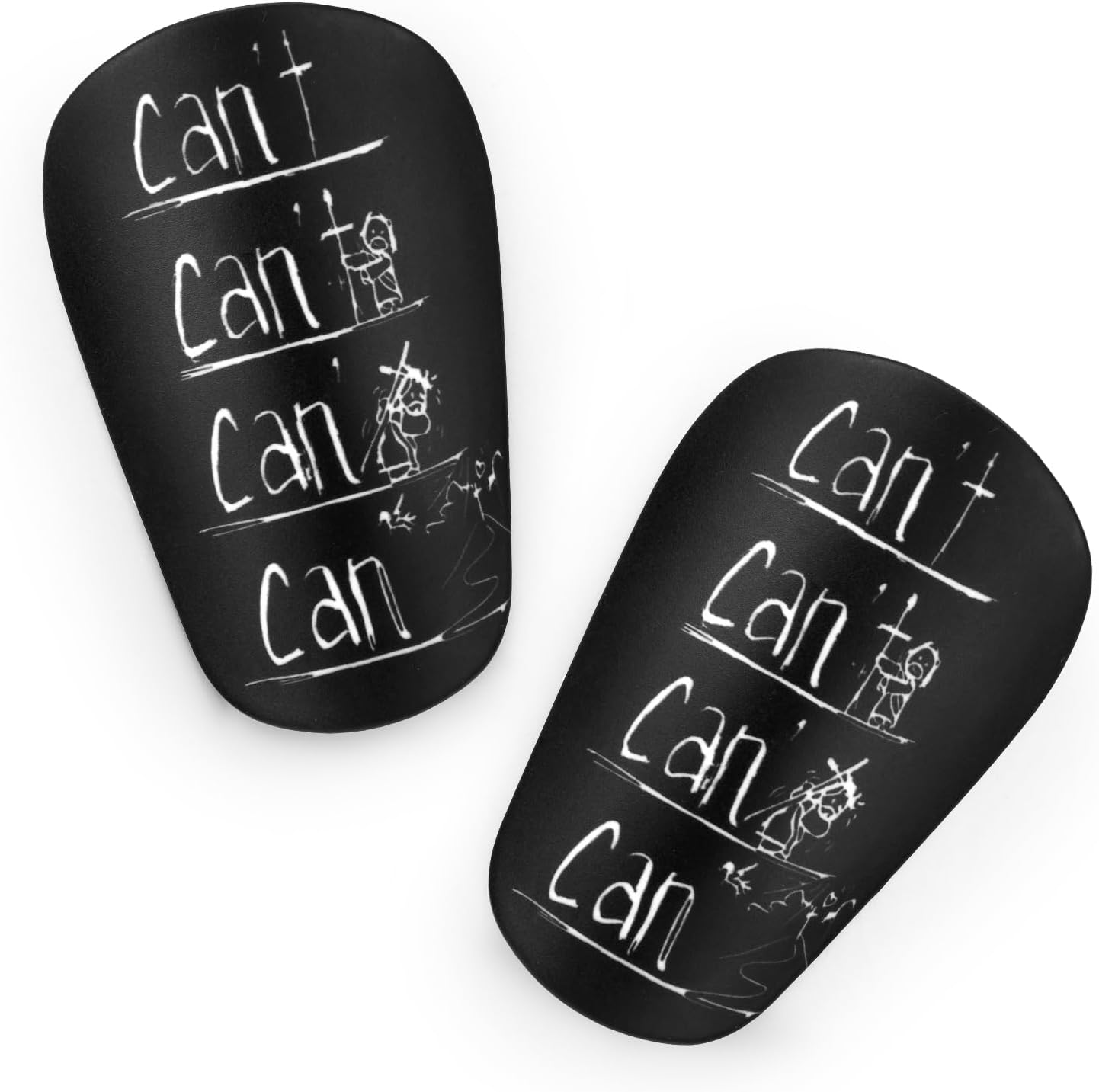 2pcs Mini Shin Guard, 3.94x2.36 Inch Extra Small Tiny Soccer Shin Pads Protective Football Shin Guard Supplies Cushion Protection for Kids Youth Adults (Black Printing with White Lettering)