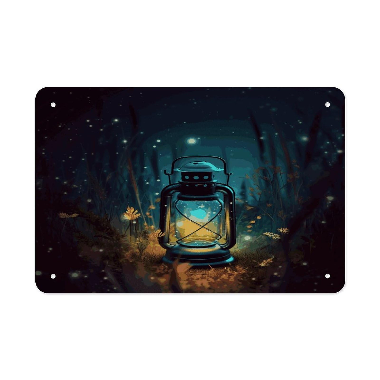 Fodpand Style Fireflies And Lantern Wall Art Metal Signs Tin Sign