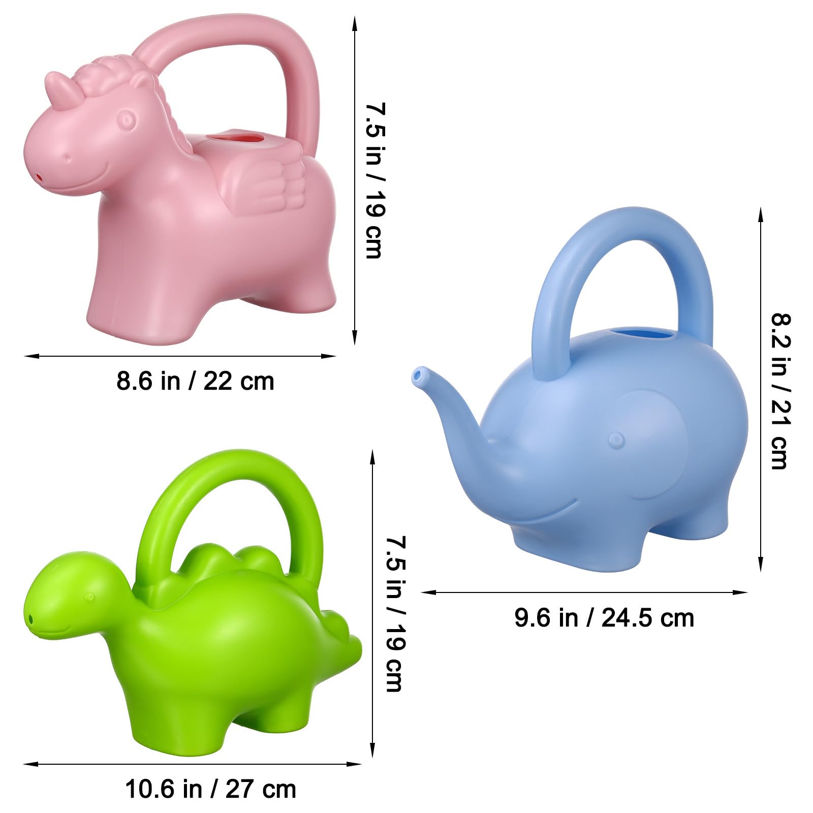 Arrosoirs Arrosoir Pratique Ensemble de 3 pour Garçon et Filles en Plastique Bleu, Forme d'animaux pour Plantes D'intérieur et D'extérieur
